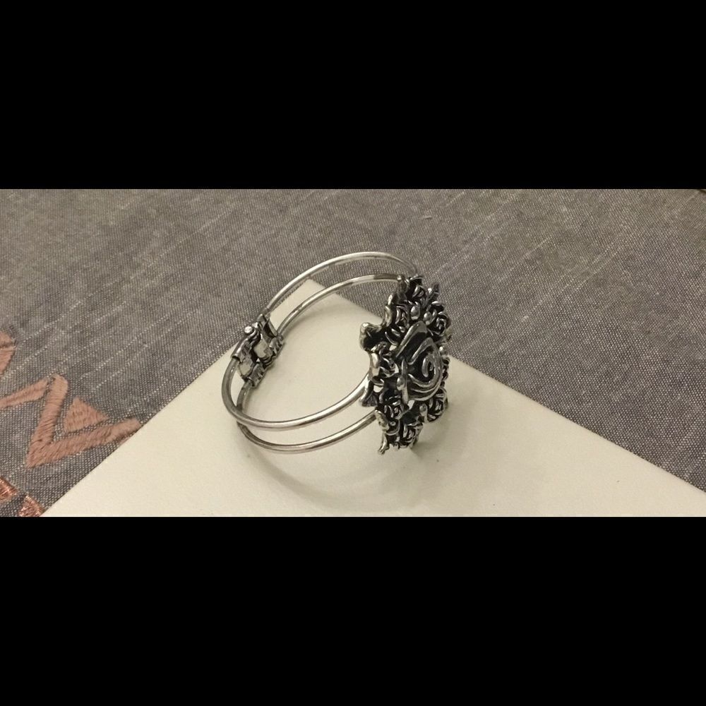Silver Layered Rose Split Design Bangle Bracelet~kn - Picture 2 of 3